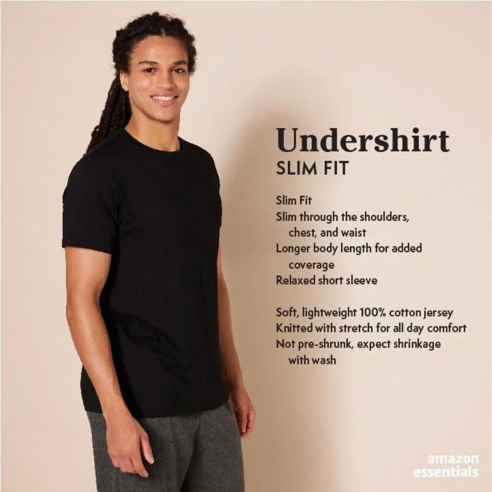 Amazon Essentials Men's Crewneck Undershirt, Pack of 6