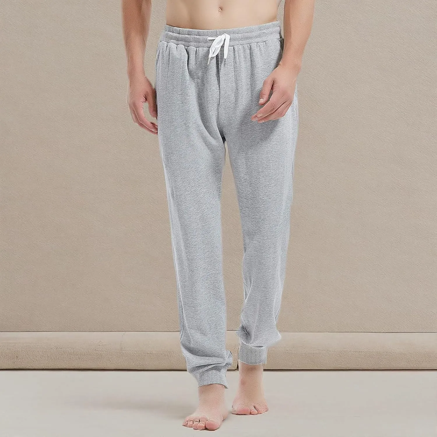 AMY COULEE Men's Casual Joggers Cotton Sweatpants Workout Athletic Pants with Pockets Drawstring Gym Running Pants