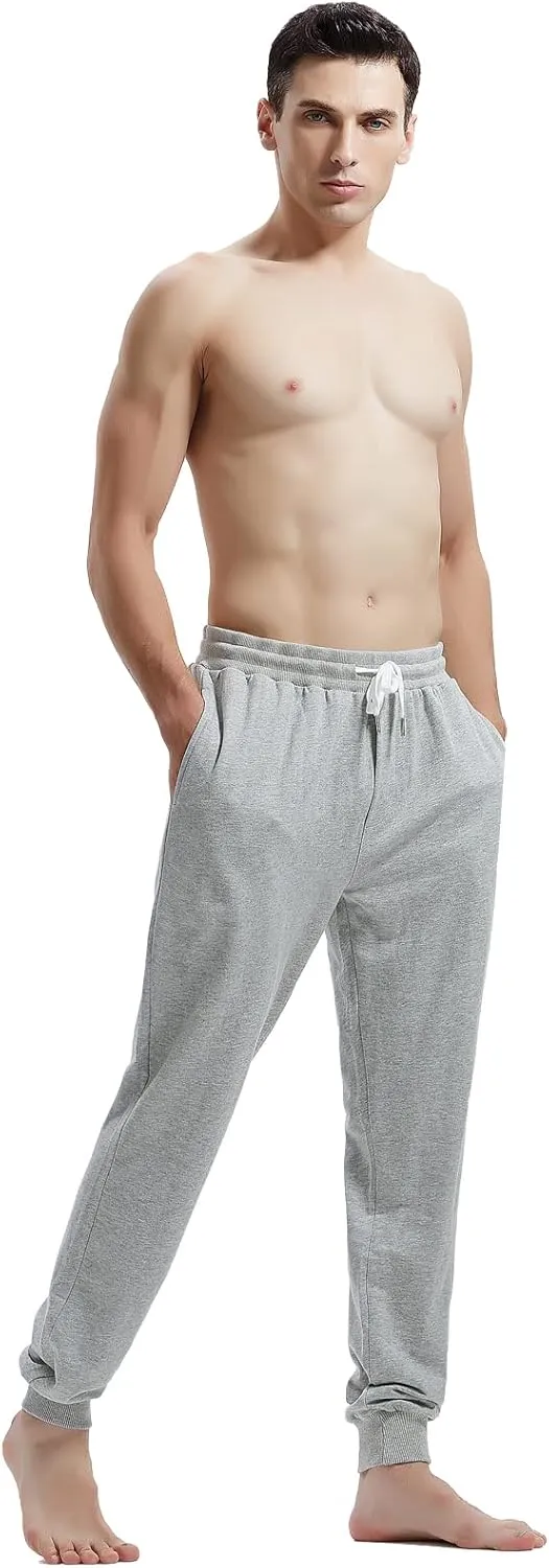 AMY COULEE Men's Casual Joggers Cotton Sweatpants Workout Athletic Pants with Pockets Drawstring Gym Running Pants