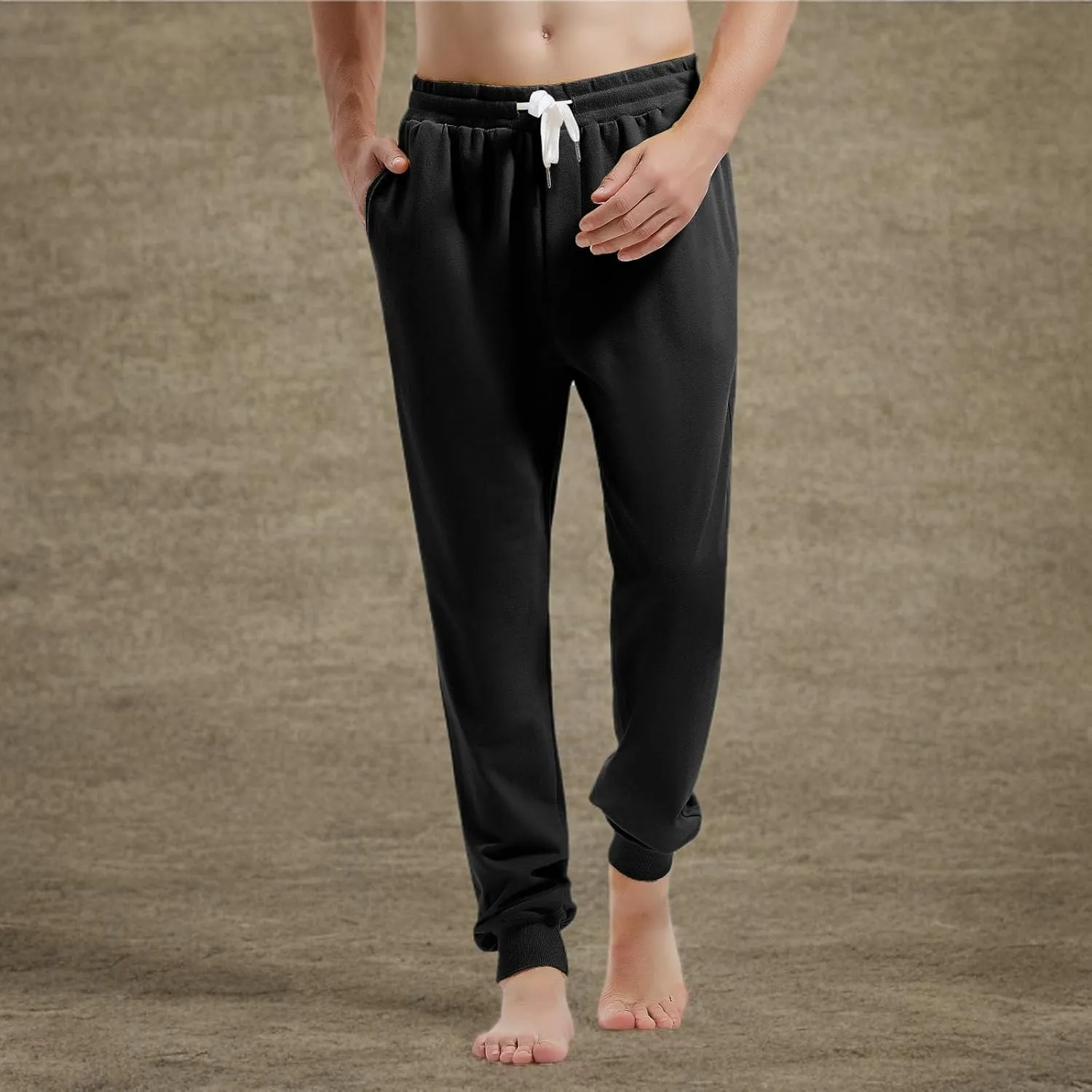 AMY COULEE Men's Casual Joggers Cotton Sweatpants Workout Athletic Pants with Pockets Drawstring Gym Running Pants