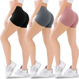 Blisset 3 Pack Women's Active Shorts - 3/5/8High Waist Tummy Control No See -Through for Cycling Jogging Gym Workouts