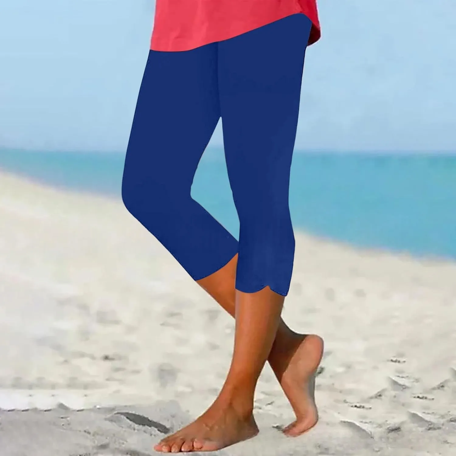 Capri Pants for Women Summer Dressy Comfy Stretchy Cropped Leggings High Waist Yoga Pants Workout Compression Pants