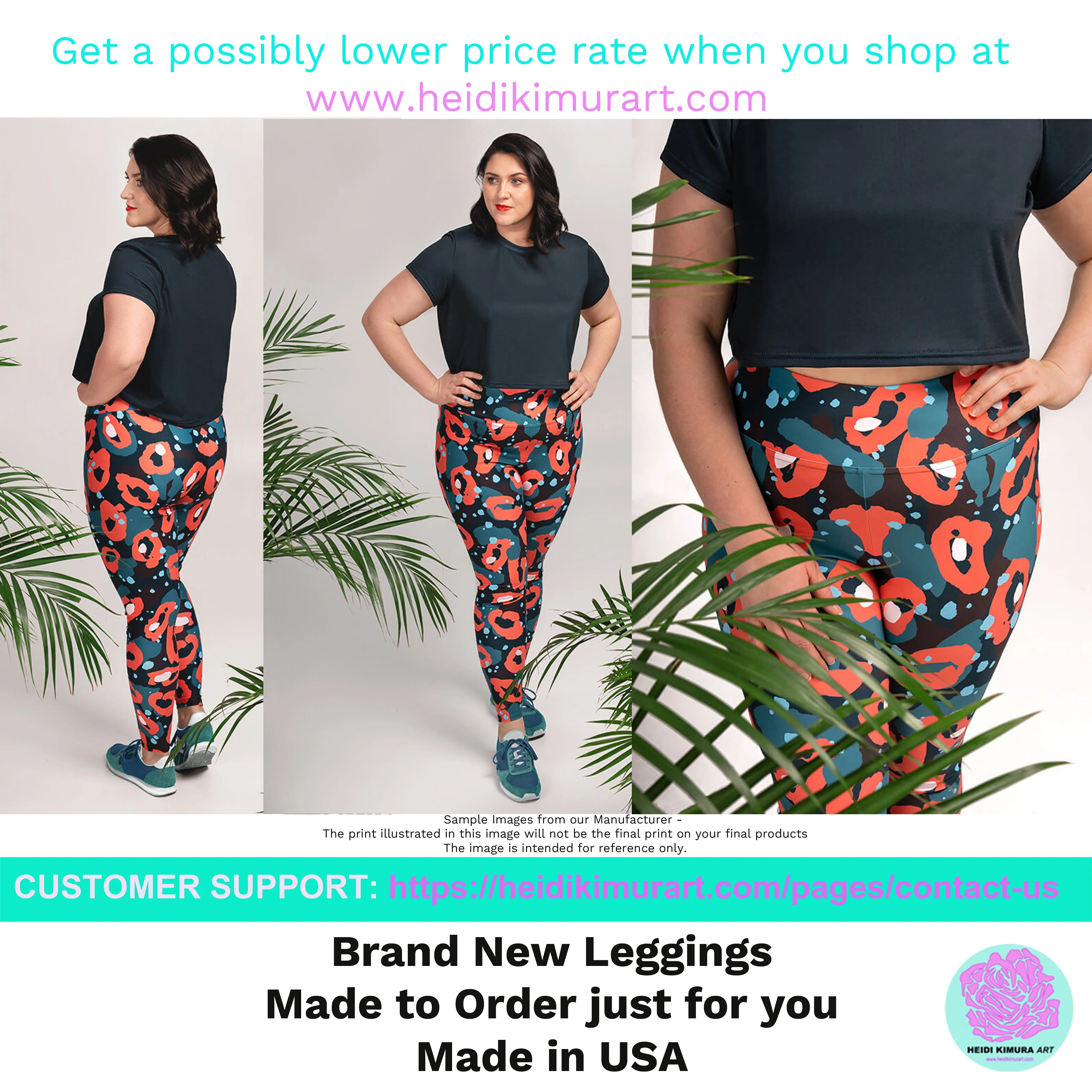 Cheetah Plus Size Leggings, Women's Animal Print Best Long Yoga Pants-Made in USA/EU