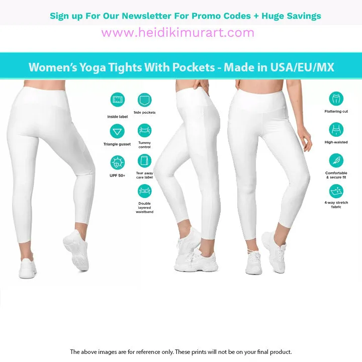 Dark Purple Women's Tights, Solid Color Best Yoga Pants With 2 Side Deep Long Pockets - Made in USA/EU/MX (US Size: 2XS-6XL)