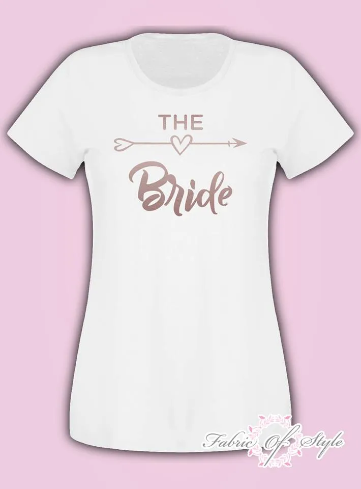 Do Party Bride Tribe Wedding Team T-shirt Ladies Female Rose Gold