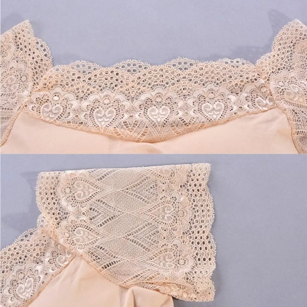 DRESHOW Lace Bralette Tank Tops Wireless Bra Lace Crop Top Padded Stretch Spaghetti Thin Strap Yoga Sports Bra for Women