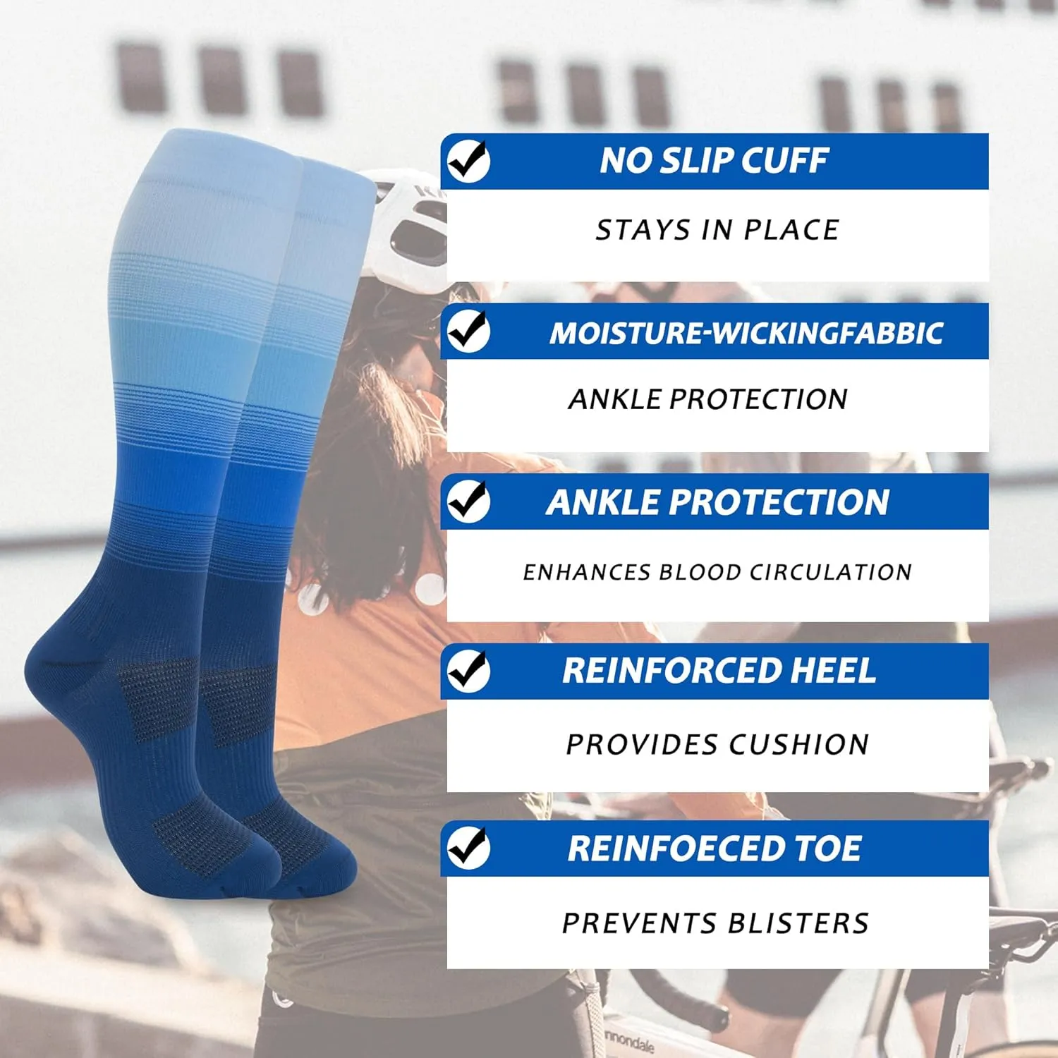 fenglaoda 6 Pairs Compression Socks for Women & Men Knee High Cute Circulation Socks for Nurse Pregnant Travel Athletic