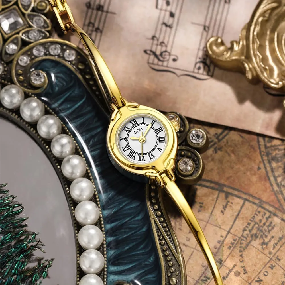 Gosasa Classic Vintage Bangle-Style Women's Watch with Small Dial and Thin Strap Elegant Dress Analog Ladies Wristwatch Fashion Waterproof Quartz Women Watch
