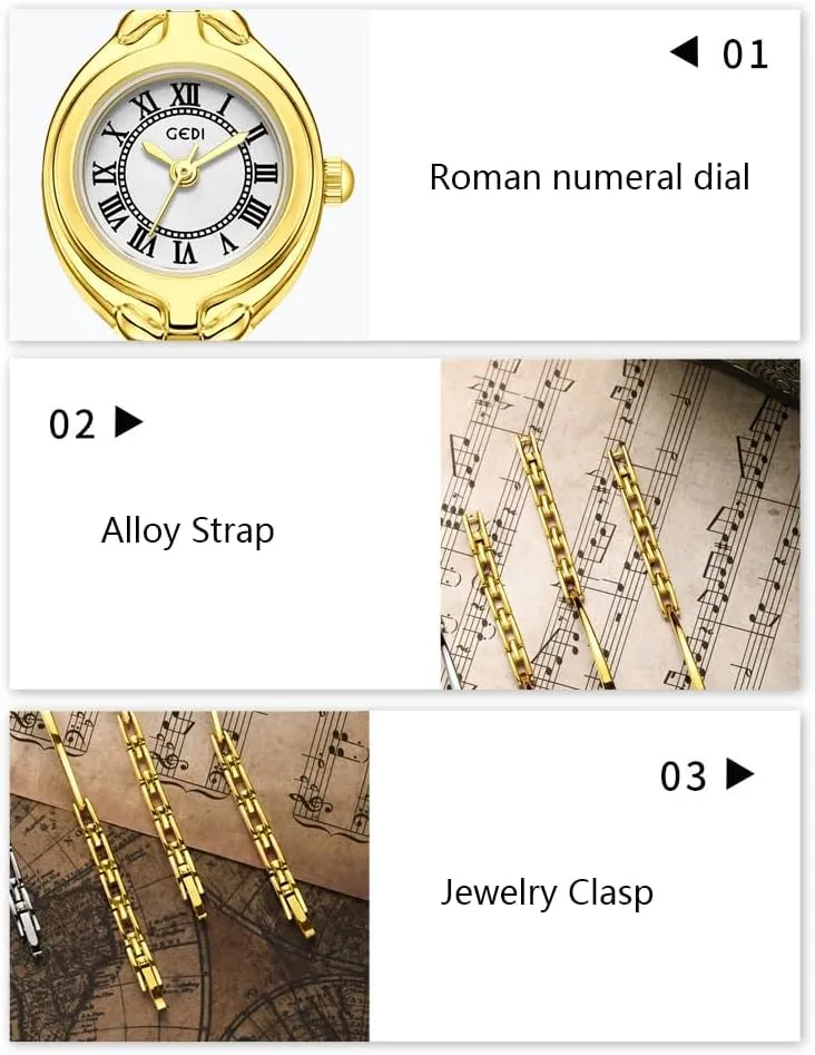 Gosasa Classic Vintage Bangle-Style Women's Watch with Small Dial and Thin Strap Elegant Dress Analog Ladies Wristwatch Fashion Waterproof Quartz Women Watch