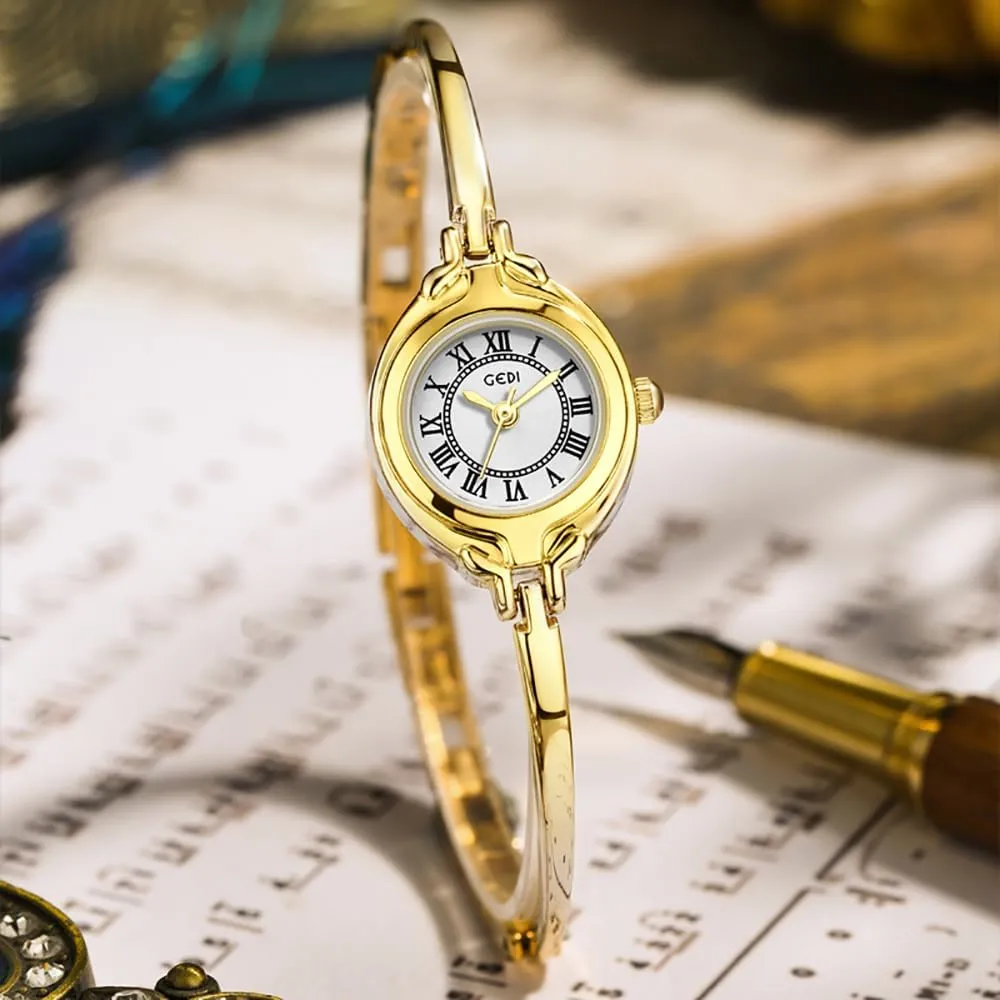 Gosasa Classic Vintage Bangle-Style Women's Watch with Small Dial and Thin Strap Elegant Dress Analog Ladies Wristwatch Fashion Waterproof Quartz Women Watch