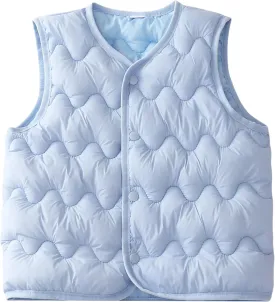 Happy Cherry Girls Puffer Vest Kids Water Resistant Jacket Sleeveless V-neck Windproof Thin Lightweight Outerwear Gilet