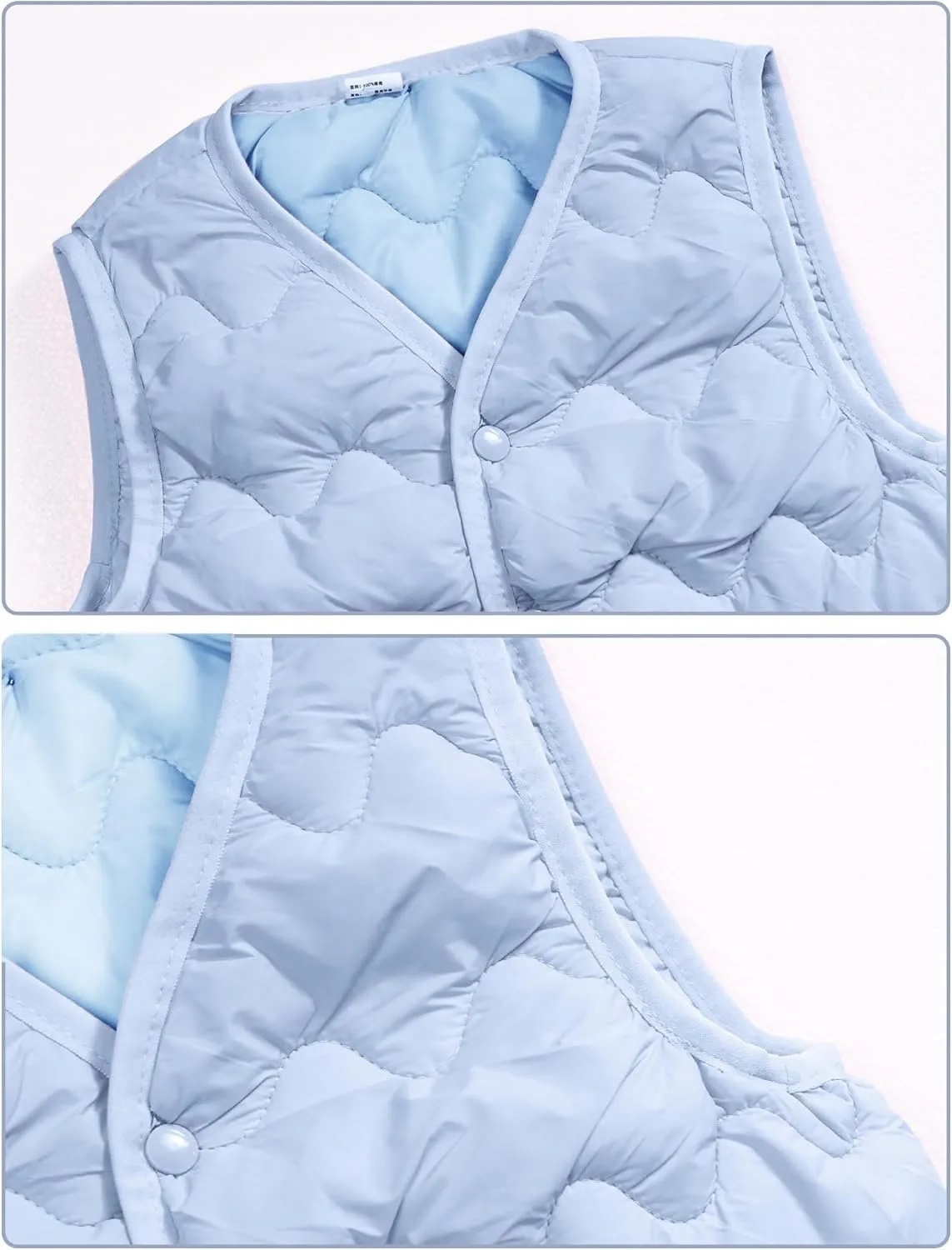 Happy Cherry Girls Puffer Vest Kids Water Resistant Jacket Sleeveless V-neck Windproof Thin Lightweight Outerwear Gilet