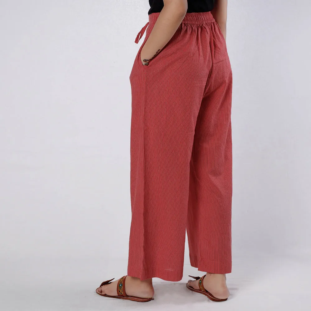 Indian Red - Running Stitch Cotton Palazzo