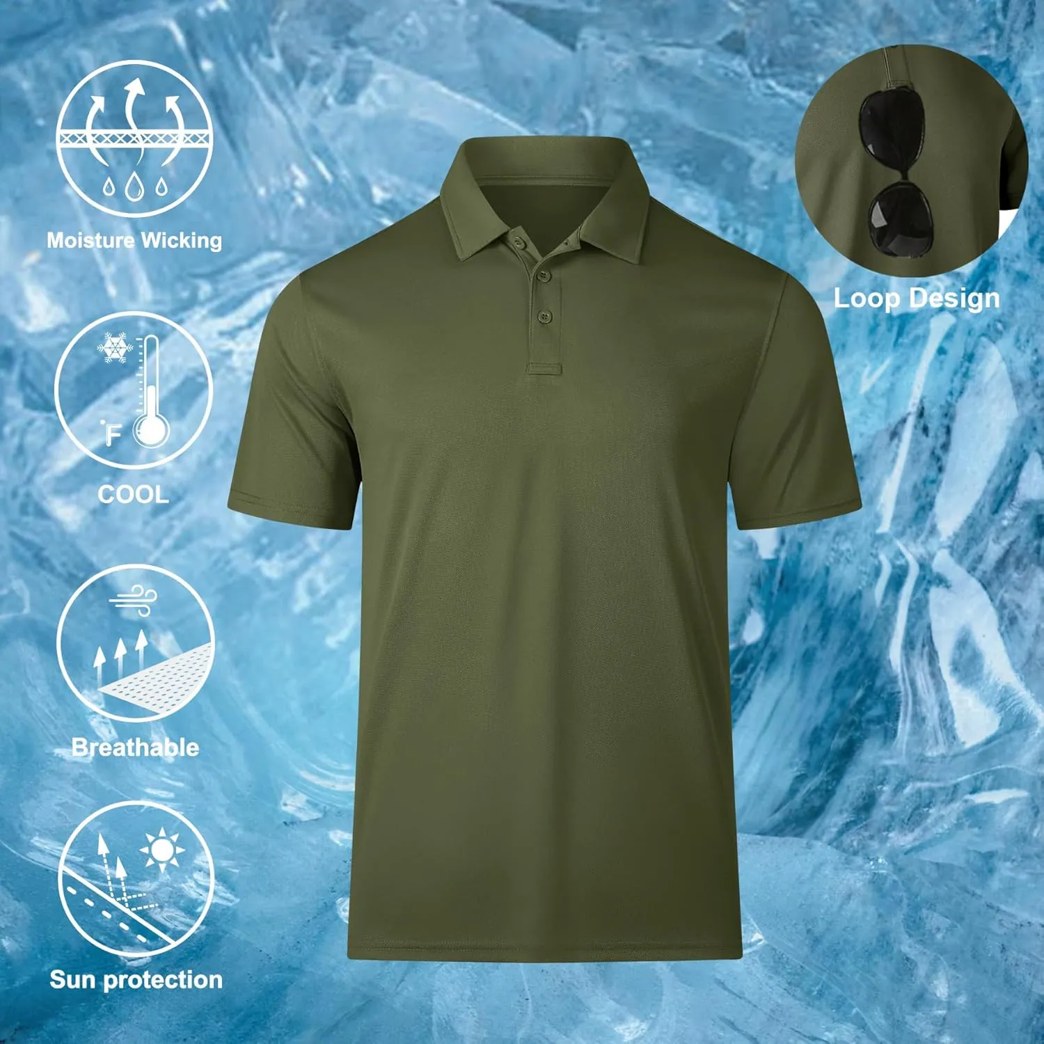 Long Sleeve Polo Shirts for Men Quick Dry Performance Polo T Shirts Collared Tactical Shirt Athletic UPF Golf Shirts