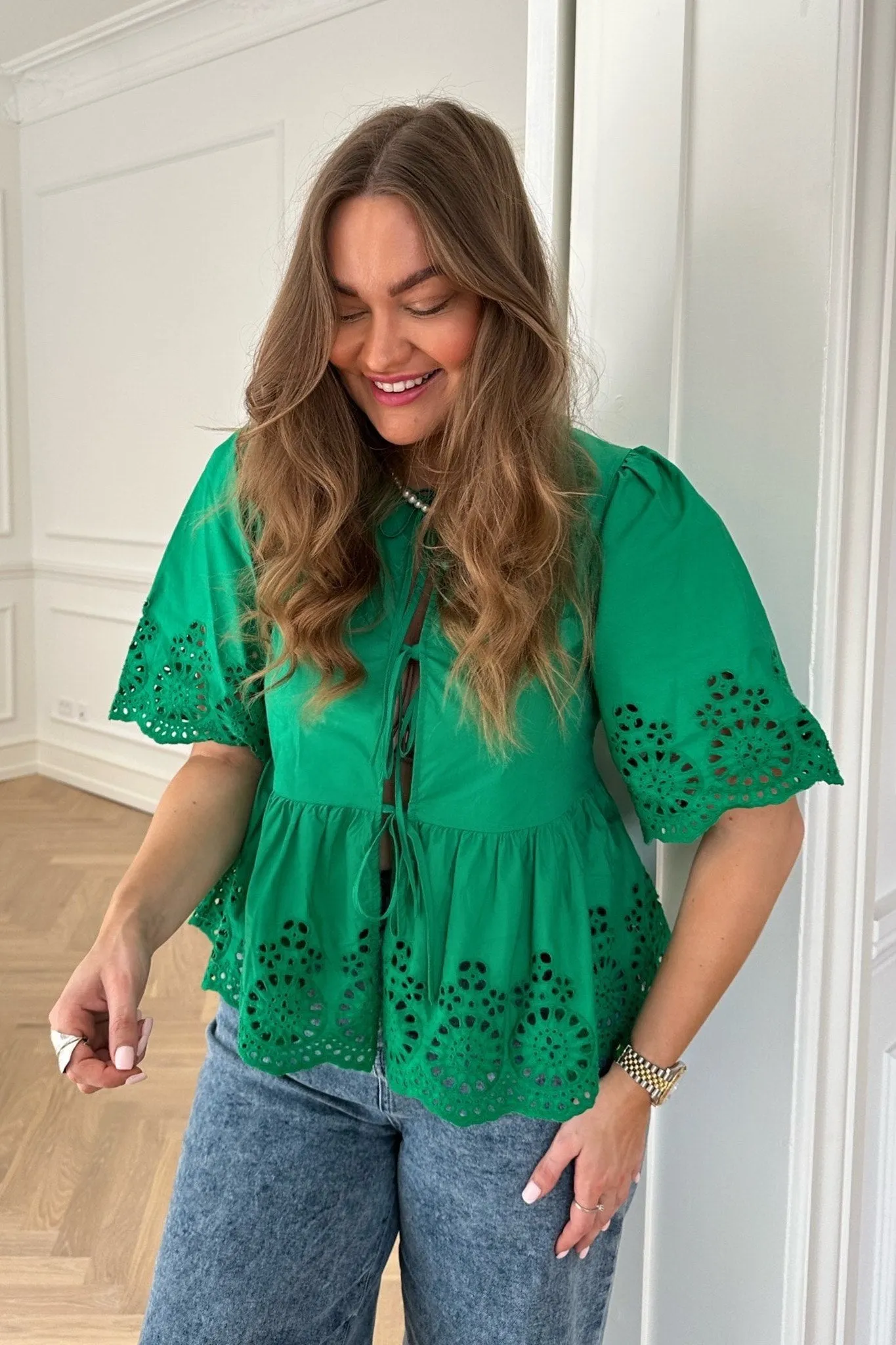 LulaIC Top - Grøn Broderi