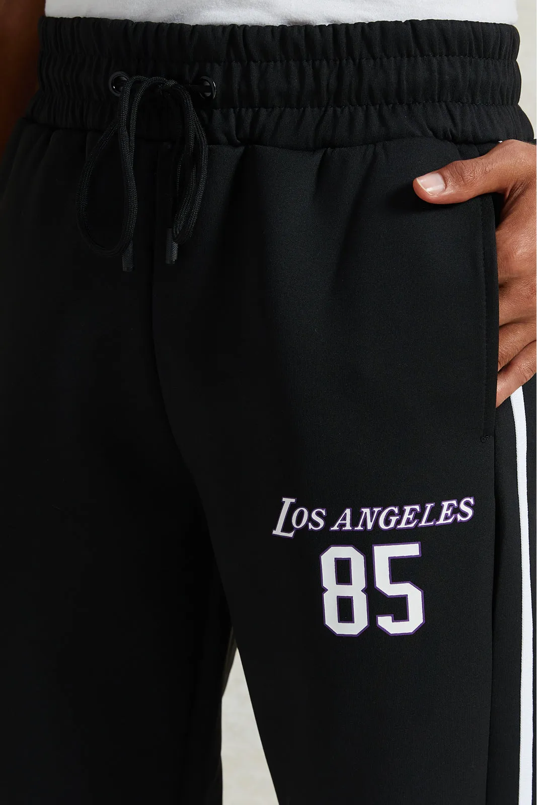 Men Black Printed Basketball Active Pant