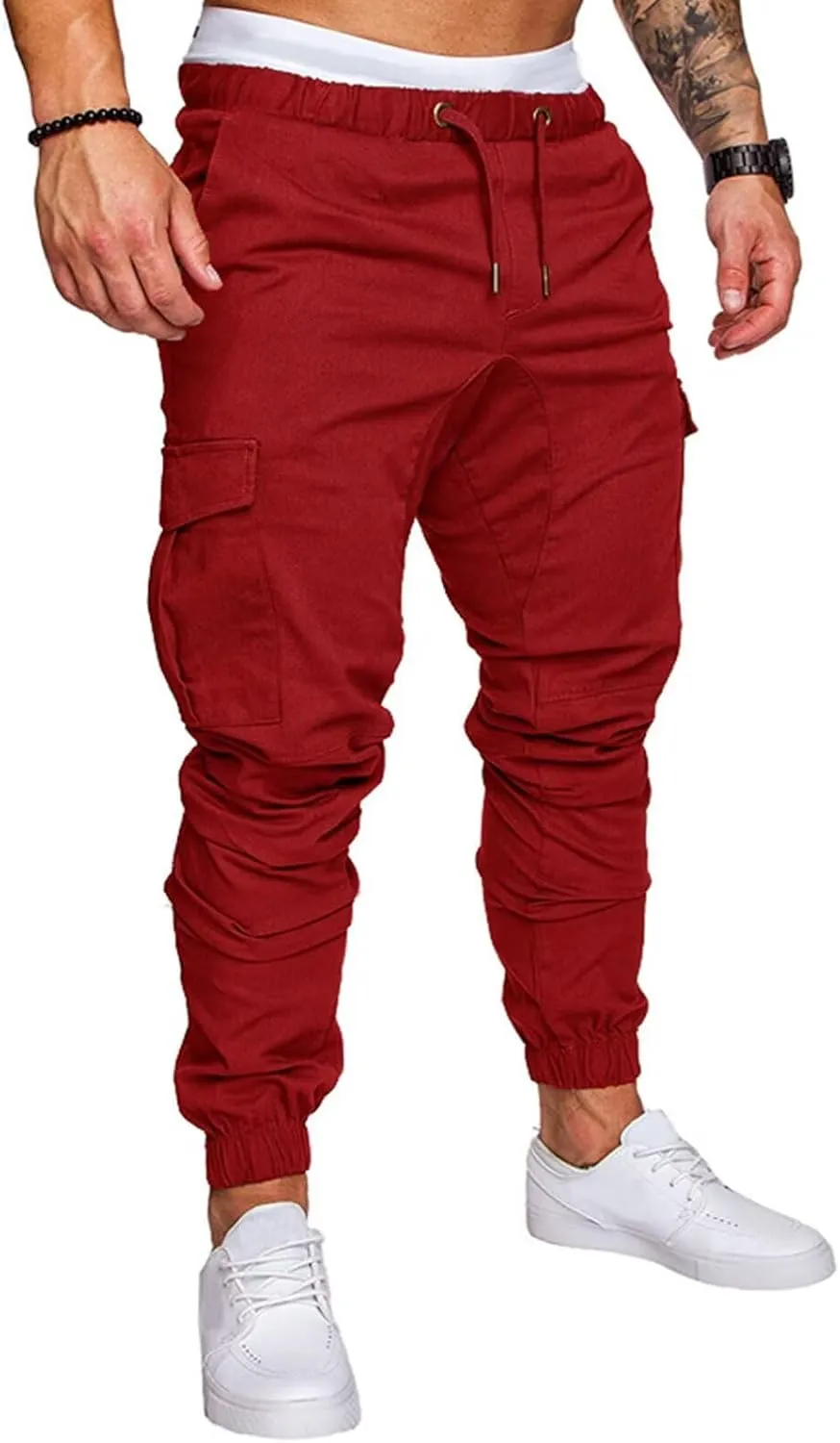 Mens Cargo Workout Joggers Pants Tapered Gym Athletic Tactical Slim Sweatpants Men with Pockets