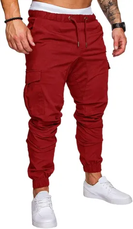 Mens Cargo Workout Joggers Pants Tapered Gym Athletic Tactical Slim Sweatpants Men with Pockets