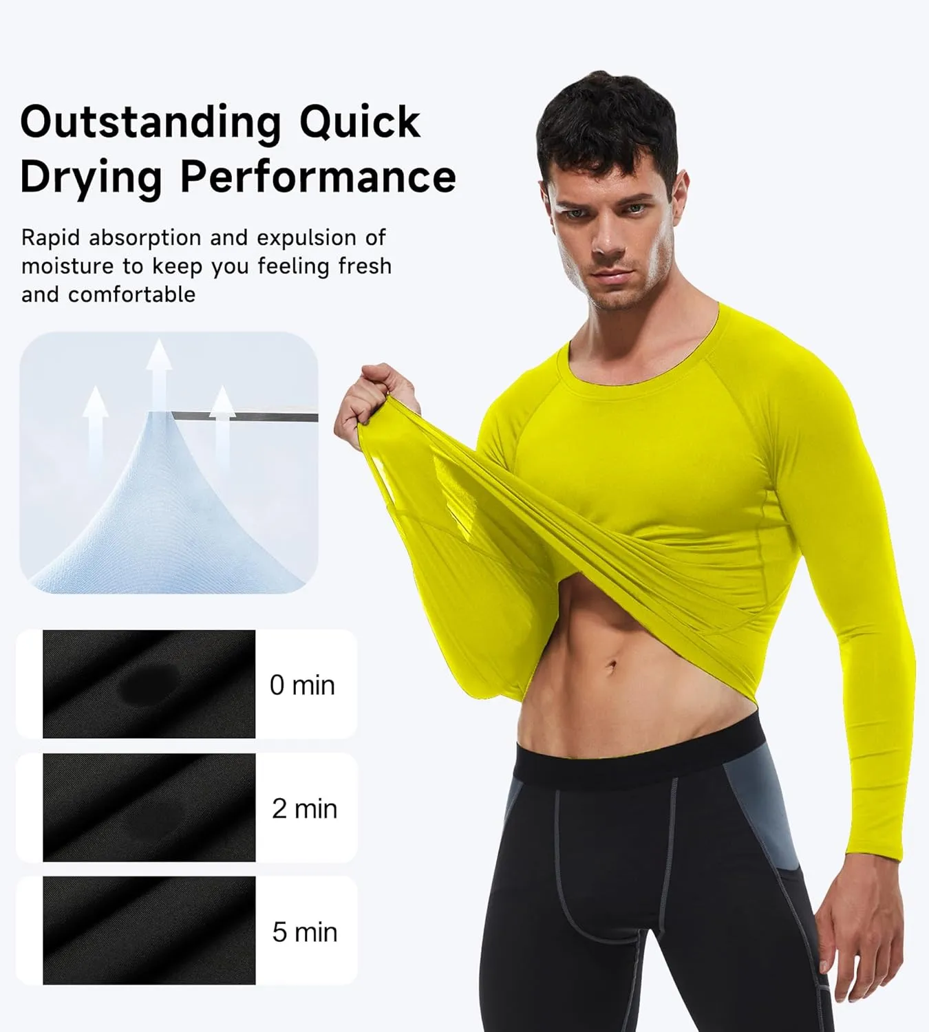Men's Compression Shirts Long Sleeve Athletic Workout T-Shirt Running Cool Dry Tops Active Base Layer Undershirts