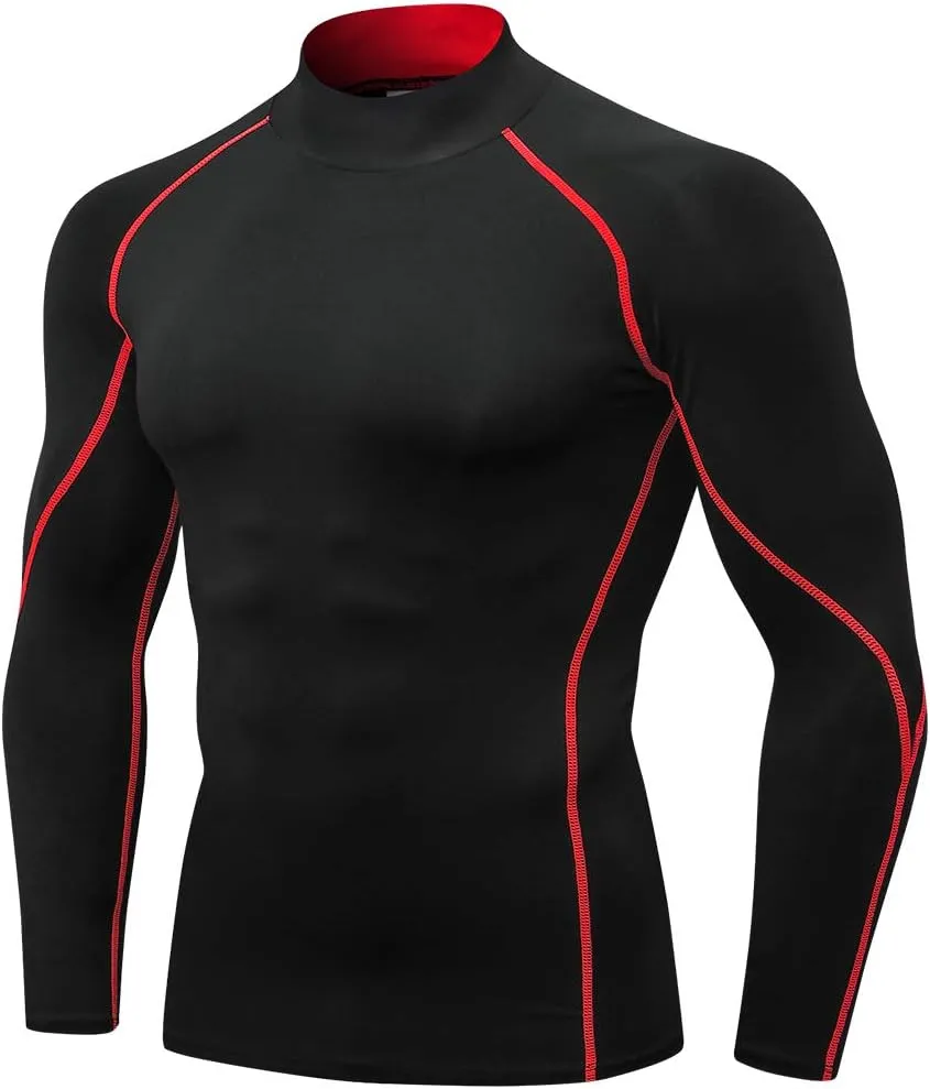 Men's Mock Compression Shirt UPF 50  Long Sleeve Turtleneck Undershirts Baselayer Athletic Running T-Shirts Top