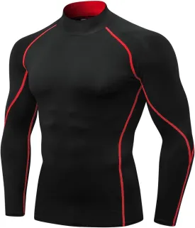 Men's Mock Compression Shirt UPF 50  Long Sleeve Turtleneck Undershirts Baselayer Athletic Running T-Shirts Top