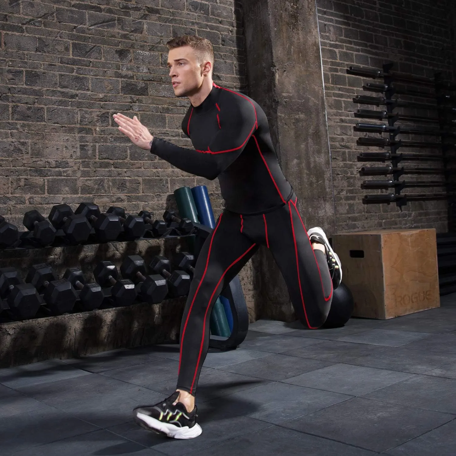 Men's Mock Compression Shirt UPF 50  Long Sleeve Turtleneck Undershirts Baselayer Athletic Running T-Shirts Top