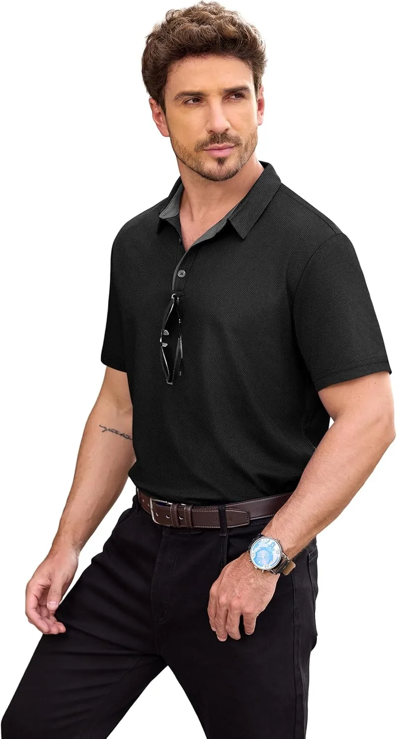 NIASHOT Mens Polo Shirt Short Sleeve Golf Sports Casual Tee