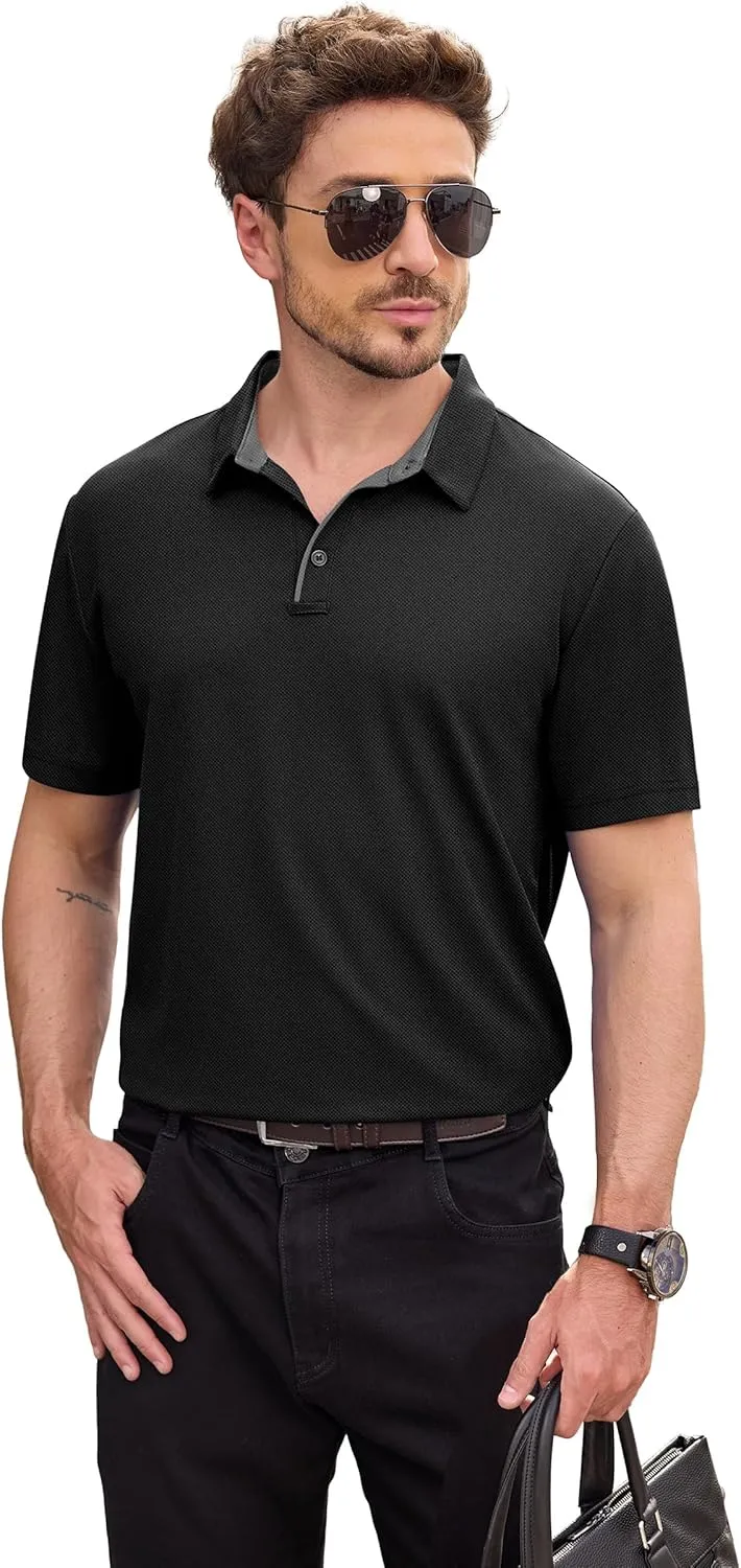 NIASHOT Mens Polo Shirt Short Sleeve Golf Sports Casual Tee