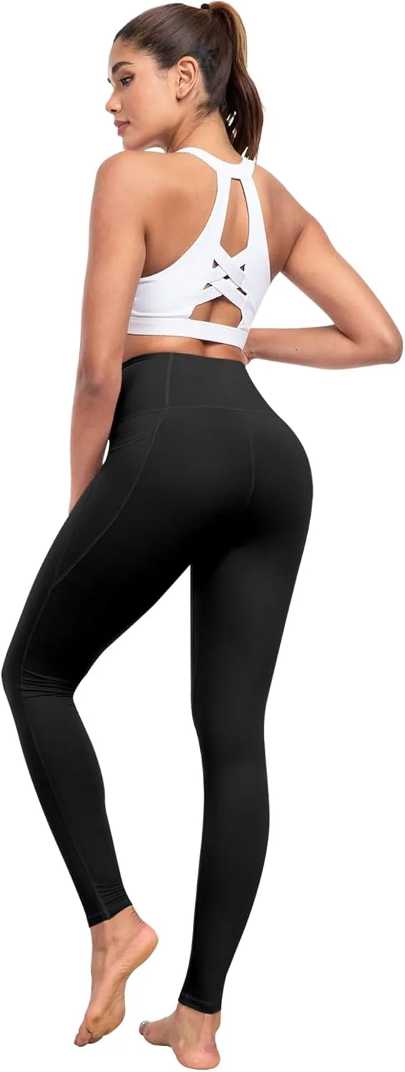 NORMOV 4 Packs Yoga Leggings with Pockets for Women, Soft High Waisted Tummy Control Workout Pants