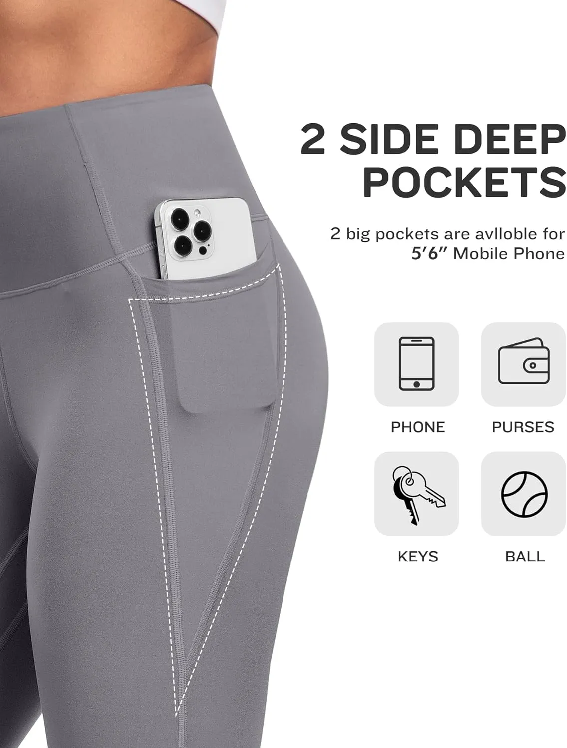 NORMOV 4 Packs Yoga Leggings with Pockets for Women, Soft High Waisted Tummy Control Workout Pants