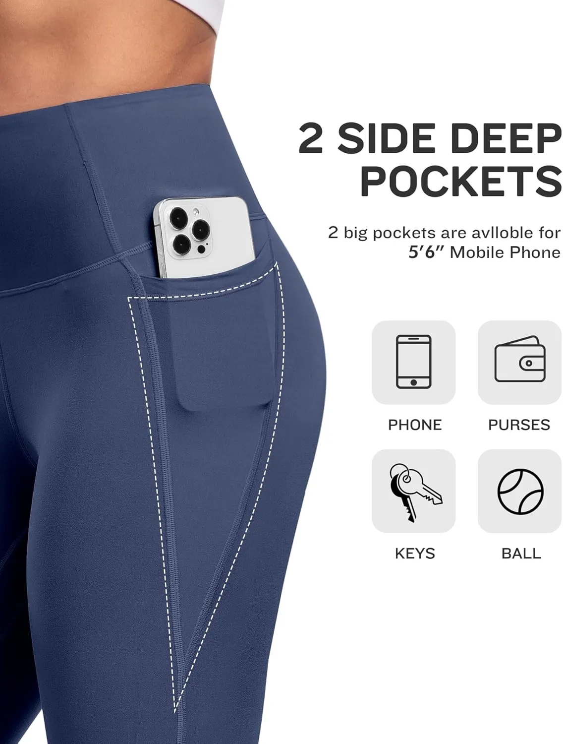 NORMOV 4 Packs Yoga Leggings with Pockets for Women, Soft High Waisted Tummy Control Workout Pants