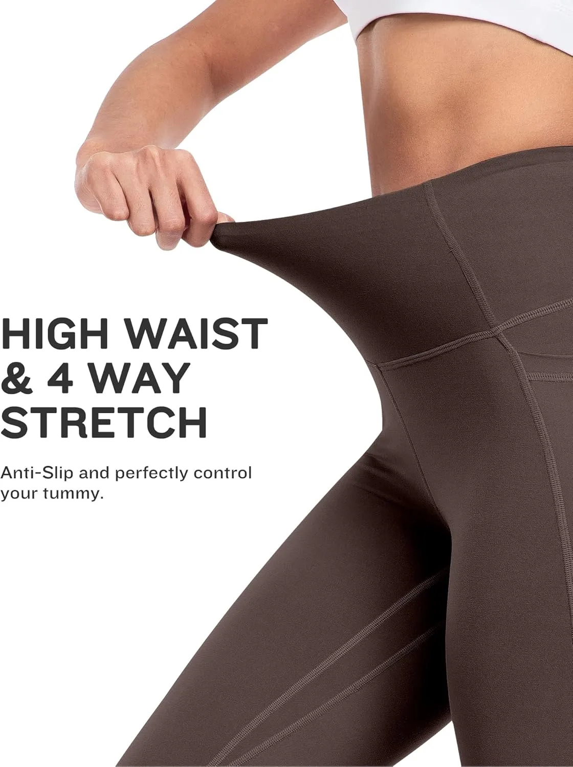 NORMOV 4 Packs Yoga Leggings with Pockets for Women, Soft High Waisted Tummy Control Workout Pants