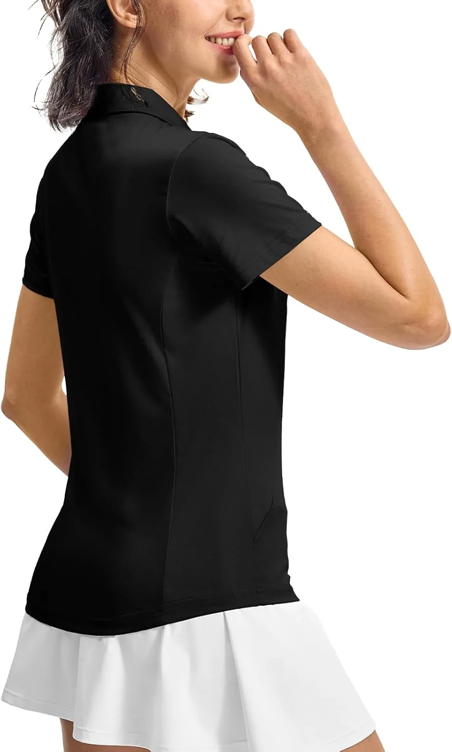Rdruko Women's Golf Shirts Short Sleeve Polo Tennis V Neck Collared Shirts Dry Fit