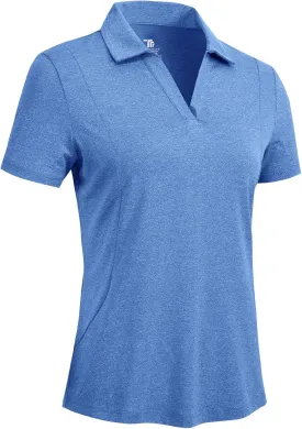 Rdruko Women's Golf Shirts Short Sleeve Polo Tennis V Neck Collared Shirts Dry Fit