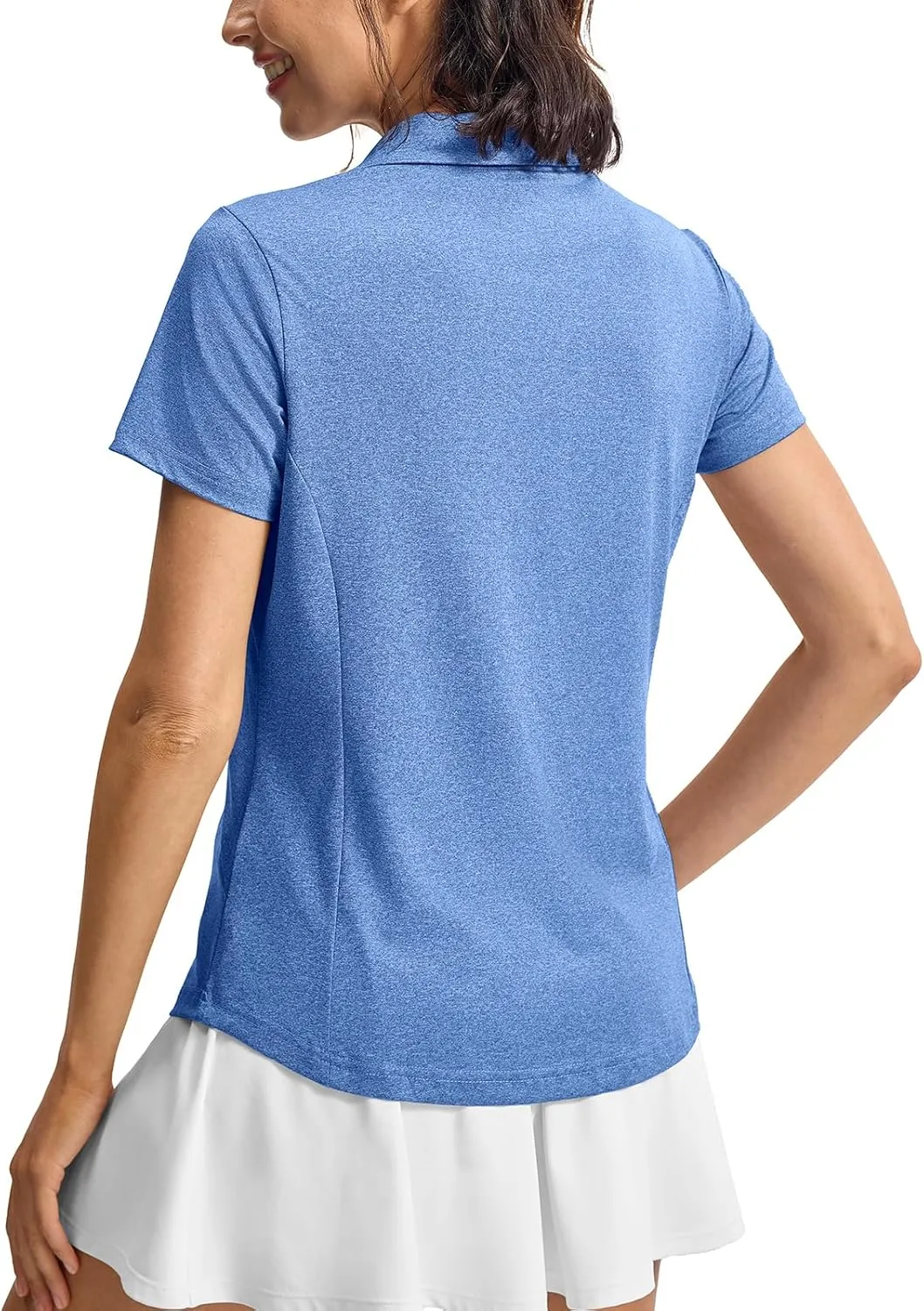 Rdruko Women's Golf Shirts Short Sleeve Polo Tennis V Neck Collared Shirts Dry Fit