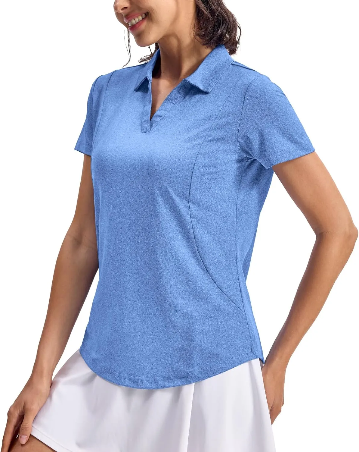 Rdruko Women's Golf Shirts Short Sleeve Polo Tennis V Neck Collared Shirts Dry Fit