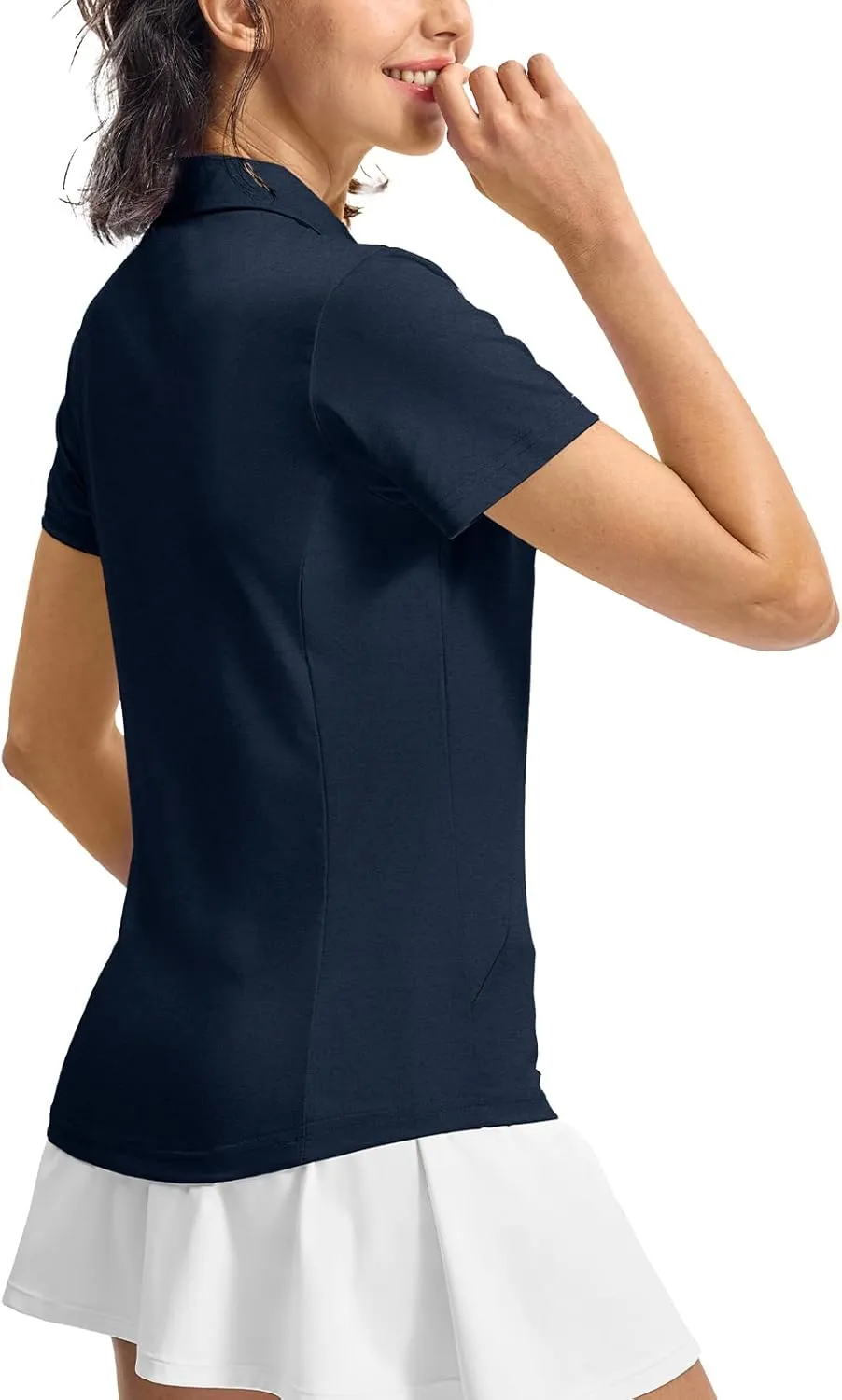 Rdruko Women's Golf Shirts Short Sleeve Polo Tennis V Neck Collared Shirts Dry Fit