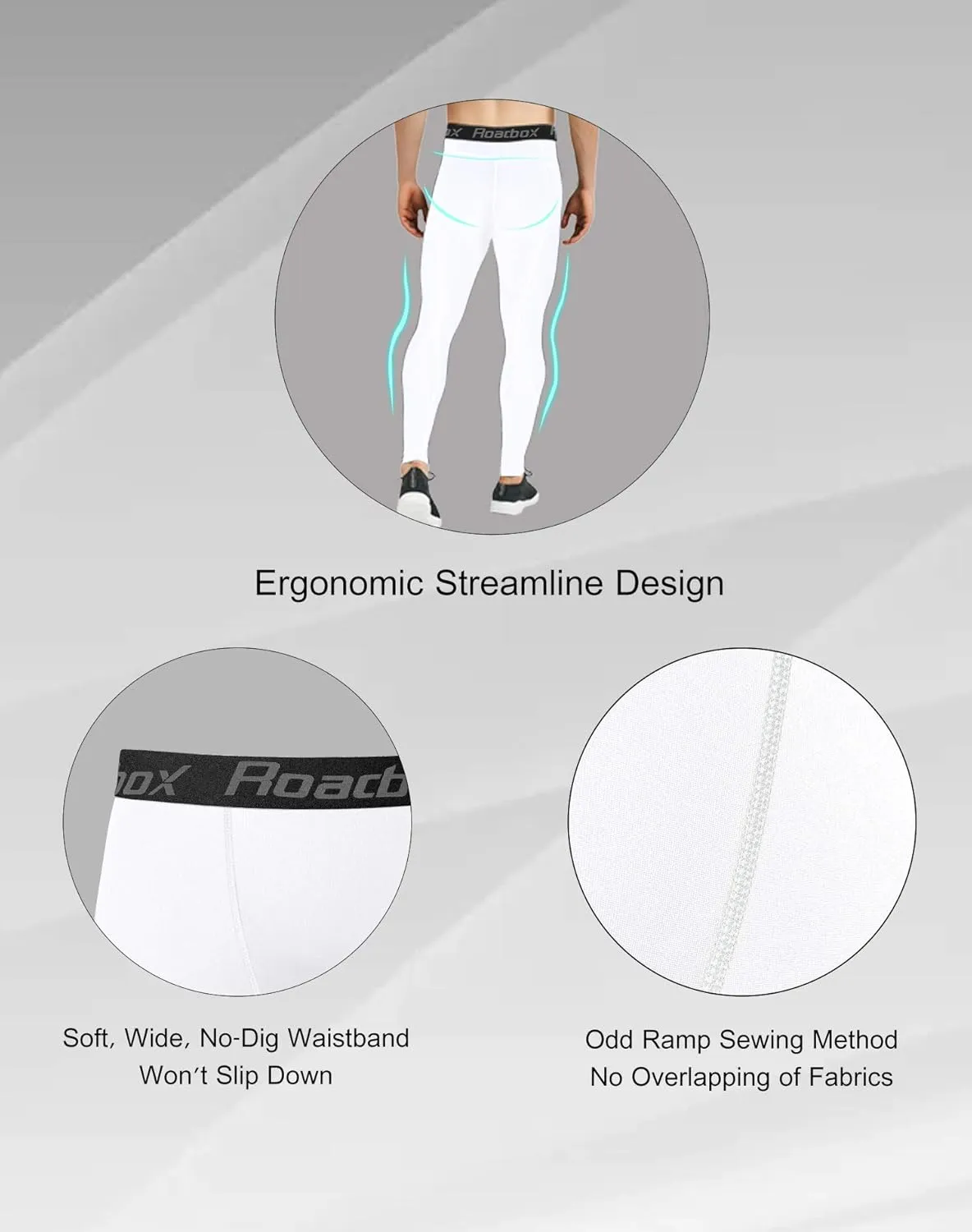 Roadbox 1, 2 or 3 Pack Men's Compression Pants Athletic Base Layer Cycling Tights Leggings for Running Yoga Basketball