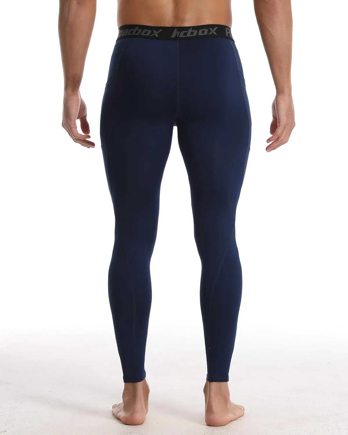 Roadbox 1 or 2 Pack Compression Pants Men, Running Workout Leggings with Pockets, Gym Basketball Athletic Tights Base Layer