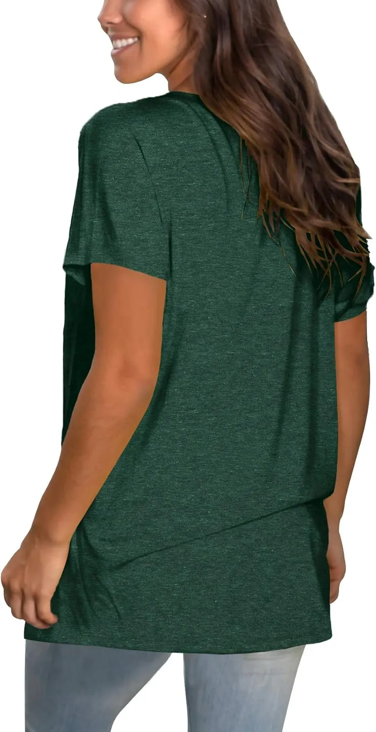 Sipaya Womens T Shirts Basic V Neck Tee Loose Fitting Casual Short Sleeve Tops