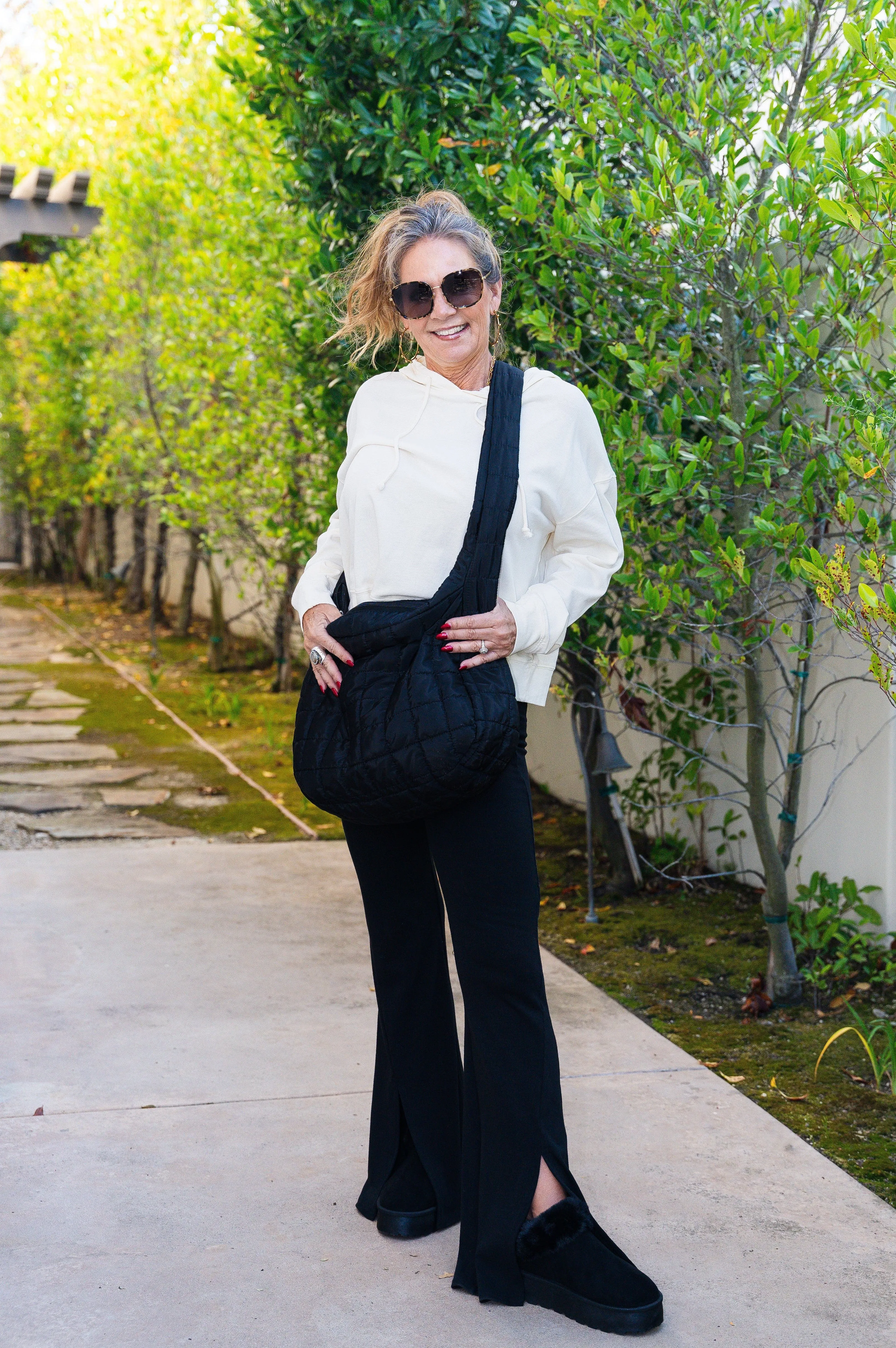 Slit Flare Lounge Pants Black