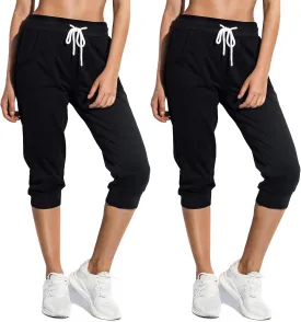 SPECIALMAGIC Women's Sweatpants Capri Pants Cropped Jogger Running Pants Lounge Loose Fit Drawstring Waist with Side Pockets