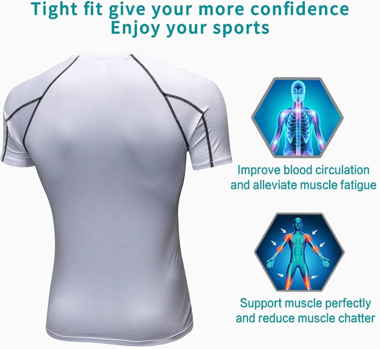 SPVISE Men's Compression Shirts Short Sleeve Workout Gym T-Shirt Running Tops Cool Dry Sports Base Layer Athletic Undershirts