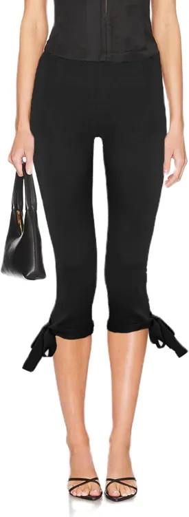 UAURORAO Women Bow Tie Capri Yoga Leggings Stretch Cropped Bloomer Capris Side Slit Ruffle Skinny Flared Bell Bottoms