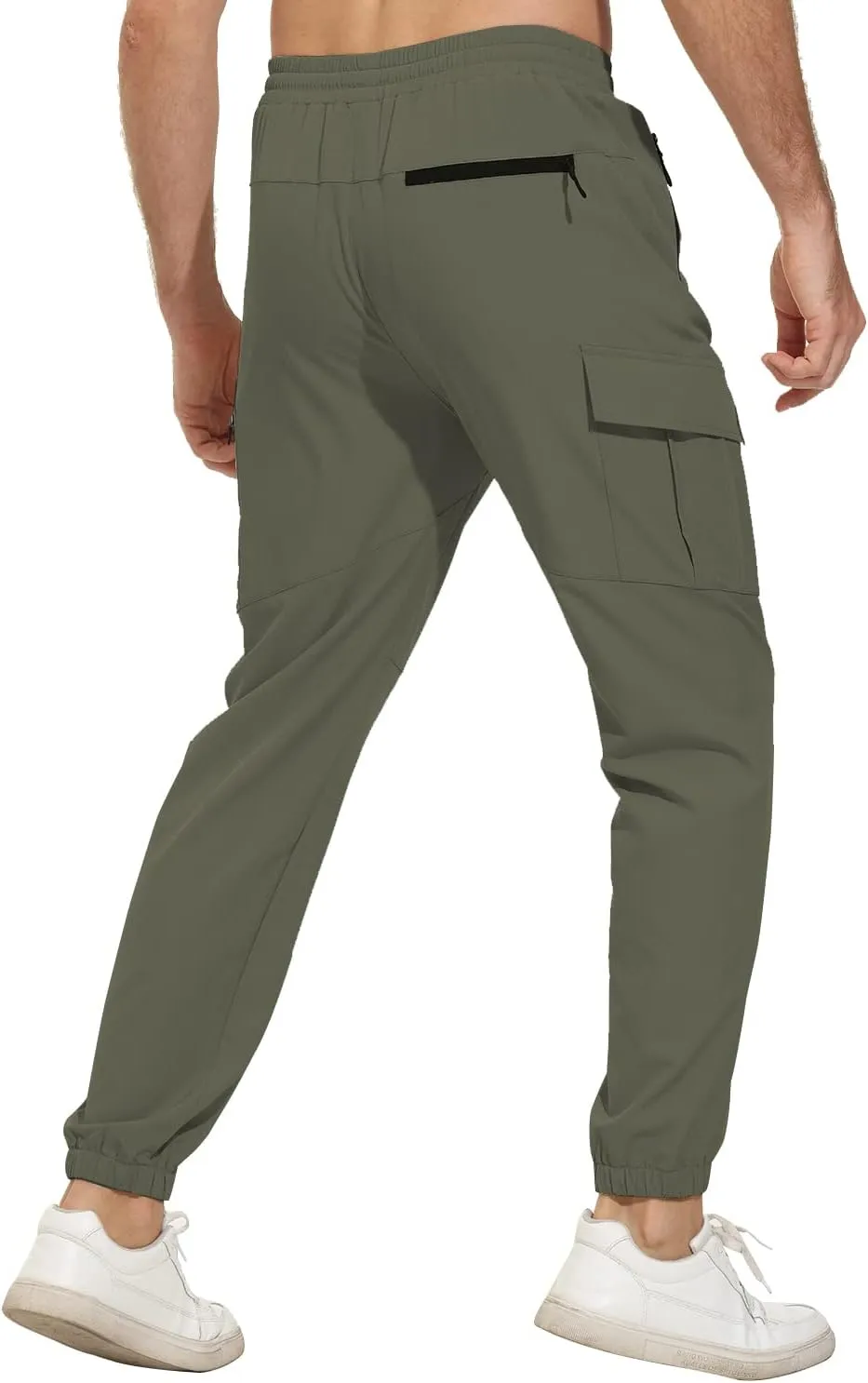 VAYAGER Men's Lightweight Joggers Quick Dry Hiking Cargo Pants Stretch Running Athletic Golf Pants with Zipper Pockets